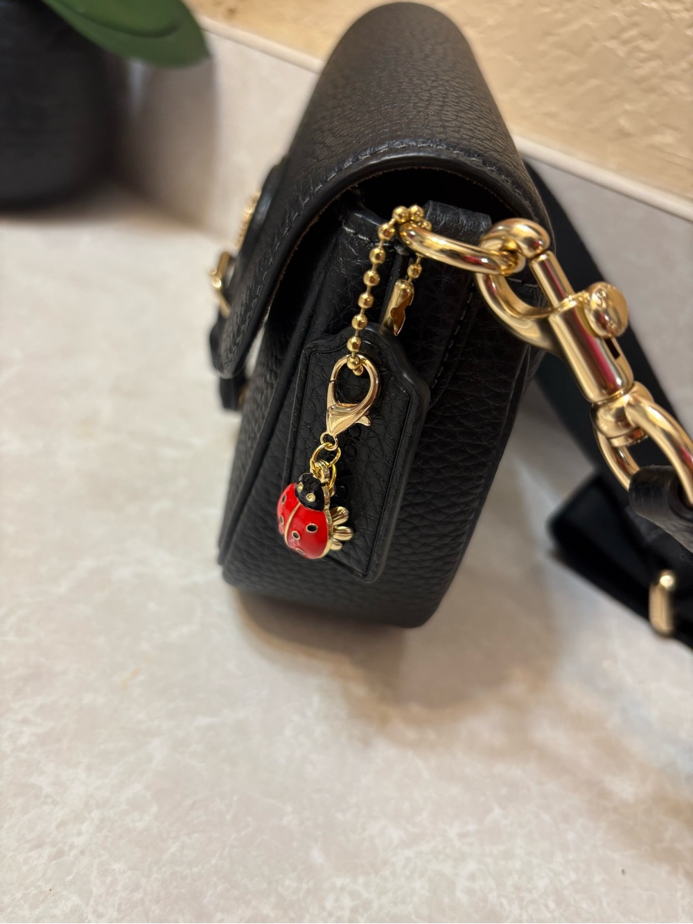 Coach Black Pebbled Leather Crossbody Bag with Coin Pouch - Picture 6 of 9